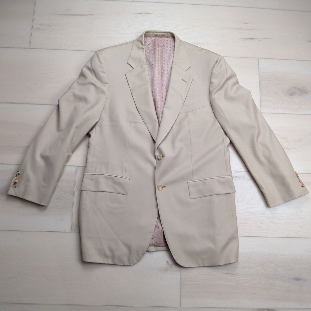 Carroll & Co The Connaught Blazer Sport Coat Mens 42R Khaki New Wool Super 110s
